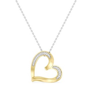 GILDED 1/10 cttw Lab Grown Diamond and 14KT Yellow Gold Plating Over Sterling Silver Sideways Heart Pendant with an 18” Spring Ring Clasp Cable Chain - 1 of 4