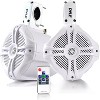 Dual 6.5'' Marine Wakeboard Speakers for Boating with Multi-Color Lights, 200W, Water Resistant, White - 4 of 4