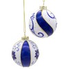 Kurt Adler 80 MM Blue and White Glass Balls, 6-Piece Set - 3 of 4