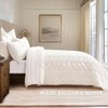 3 Piece Luxurious Velvet King Quilts, Ultra Soft Lightweight Comforter Set with 2 Shams, Cream White, 108x96 - 3 of 4