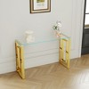 Lirago 15.7"D * 47.2"W * 30.3"H Stainless Steel Glass Console Table with Gold Accents-Minimalist Design for Living Room & Dining Area - 3 of 4