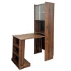 Okak Modern Folding Desk with 2 Glass Doors, Space-Saving Standing Desk with 6 Shelves, L Shaped Desk for Office, Apartement, Dormitory, Walnut - 4 of 4