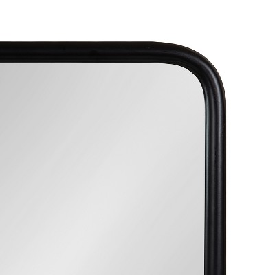 Estero 18x30 Black Metal-Forged Radius Rectangle Wall Mirror with Shelf