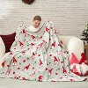 Lomsoe Christmas Gnome with Gray Heart Print Flannel Blanket Cozy Warm Throw Blanket Christmas Gift for Winter Couch Sofa Bed Home Decor - 4 of 4