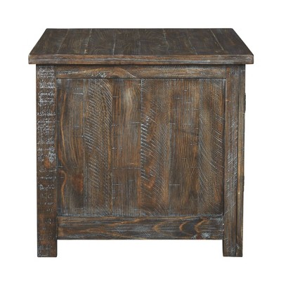 Rustic Brown 24" Rectangular End Table with Wire Mesh Storage