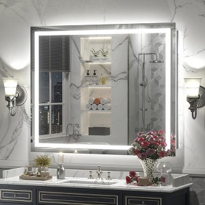 Apmir Super Bright Front & Back LED Lighted Anti-Fog Tempered Glass Bathroom/Vanity Mirror with ETL & 3-Year Warranty - 1 of 4