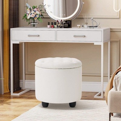 NicBex Round Storage Ottoman for Bedroom,Linen Storage Bench with Removable Lid,Ottoman for Living Room,Bedroom,Entryway