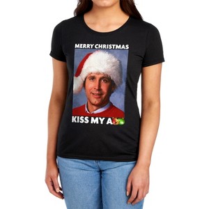 Women's Christmas Vacation Merry Kiss T-Shirt - 1 of 4