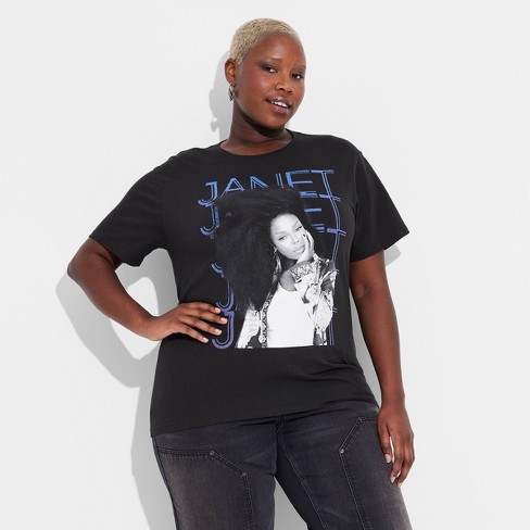 Women's Janet Jackson Short Sleeve Graphic T-Shirt - Black 1X