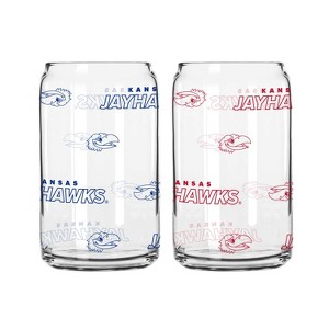 NCAA Kansas Jayhawks 2pk Glass Can - 16oz: Stemless Drinkware, Glass Material - 1 of 1