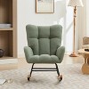 Nursery Rocking Chair, Upholstered Glider Rocker with High Backrest, Accent Reading Chair, Comfy Armchair, Recliner Chair for Bedroom Living Room - 2 of 4