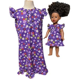 Doll Clothes Superstore Handmade Size 5 Girls Flower Dress with Matching 18-Inch Doll Dress - 1 of 4