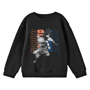 Naruto Kakashi & Sasuke Crew Neck Long Sleeve Youth Black Sweatshirt - 1 of 2