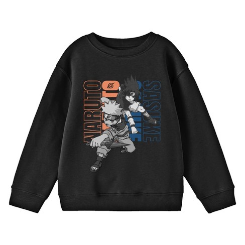 Naruto Kakashi & Sasuke Crew Neck Long Sleeve Youth Black Sweatshirt - image 1 of 2