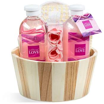 Freida & Joe Spell Bound Love Fragrance Skin Care Collection in Vintage Wooden Basket Bath & Body Gift Set Luxury Body Care Mothers Day Gifts for Mom