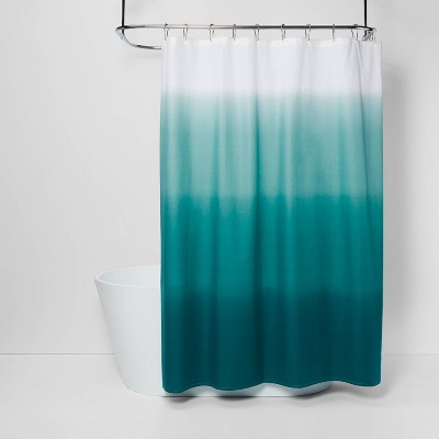 blue and green shower curtain