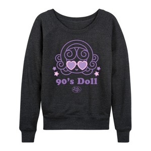 Women's - Polly Pocket - 90S Doll Polly Pocket Lightweight French Terry Wide Neck Long Sleeve Shirt - 1 of 4