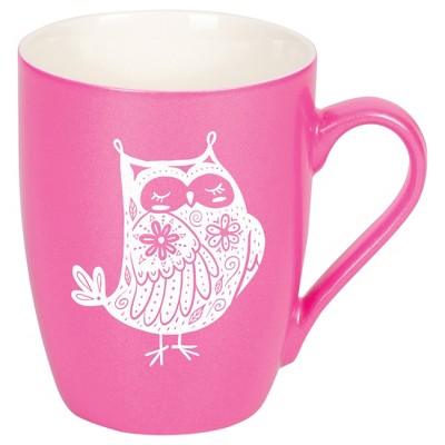 Elanze Designs 10 Ounce Metallic Finish New Bone China Tea Coffee Cup Mug� Princess Pink Garden of Flowers Owl