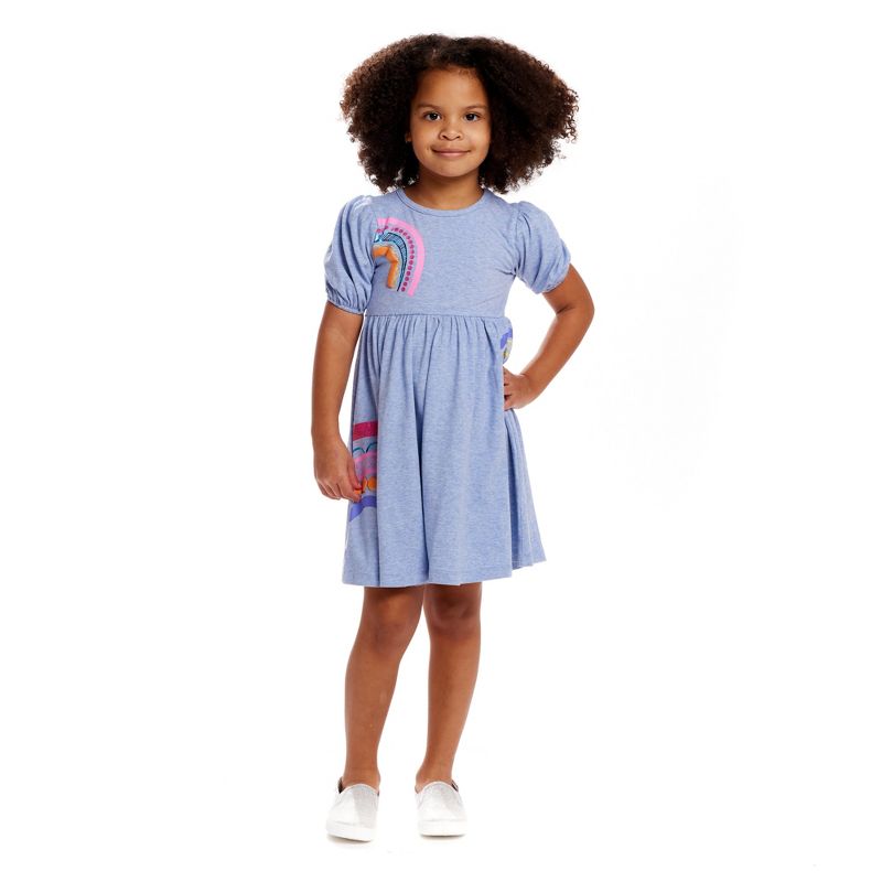 Andy & Evan  Toddler Blue Puff-Sleeve Dress, 2 of 6