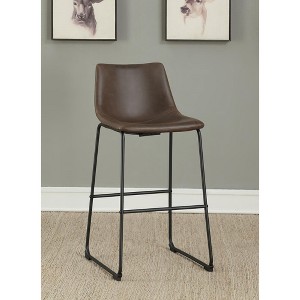 Armless Bar Stools with Two-Tone Leatherette, Supportive Backrest and Foot Pedestal, Ideal for Dining Areas (Set of 2) - 1 of 4