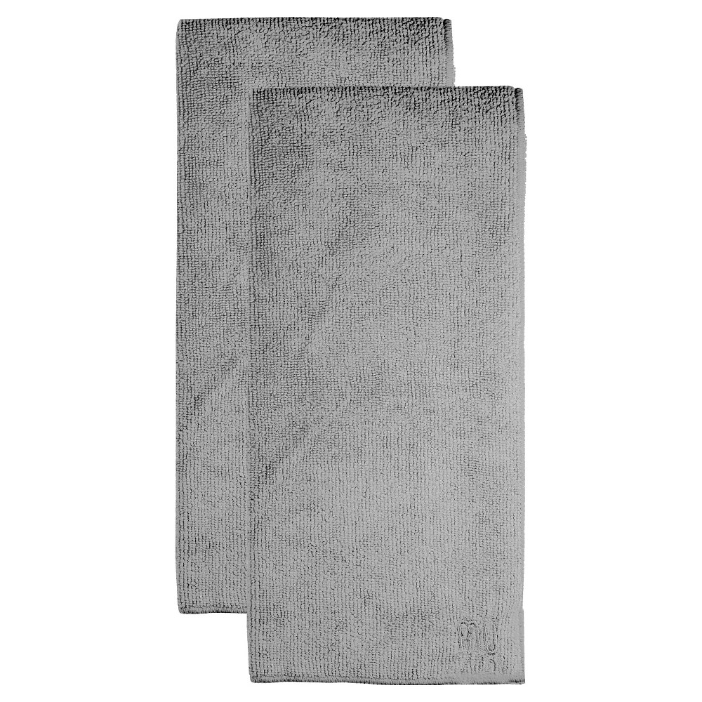 2pk Microfiber Kitchen Towels Light Gray - MU Kitchen: Absorbent, Quick Drying, Lint-Free, Machine Washable
