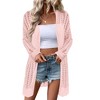 Womens Cardigan Above Knee Crochet Sweater Open Front Ribbed Long Sleeve Lightweight Sweater Longline Cardigan Cozy Fall Sweater Coats - 3 of 4
