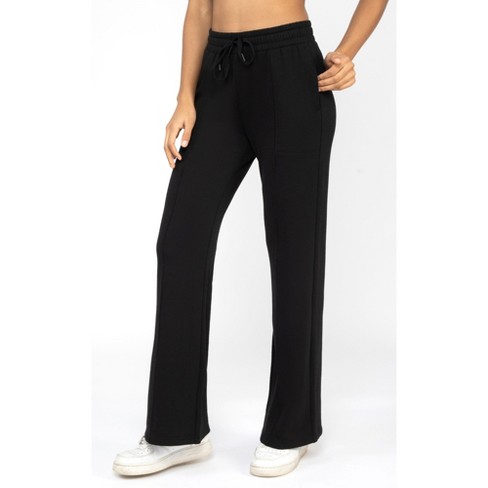 Yogalicious Terry Brush High Rise Flared Leg Pants With Front Split -  ShopStyle