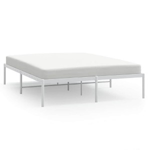 vidaXL Bed Frame Metal Platform Bed Base Mattress Foundation for Home Bedroom - White 59.1" x 78.7" without headboard - 1 of 4