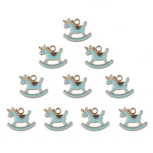 John Bead Sweet & Petite Small Simple Cute Charms Craft Embellishments Rocking Horse 16x13mm Light Blue 10 Pieces - 1 of 4