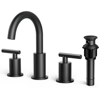 Mixxidea Bathroom Faucet 3 Hole, 8" Matte Black