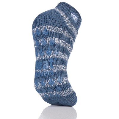 Women's Twist Stripe Ankle Slipper Socks  Size Women's 5-9 - Denim/cream :  Target