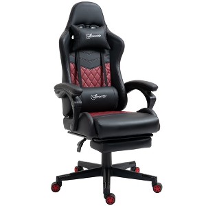 Vinsetto Racing Gaming Chair Diamond PU Leather Office Gamer Chair High Back Swivel Recliner with Footrest, Lumbar Support, Adjustable Height - 1 of 4