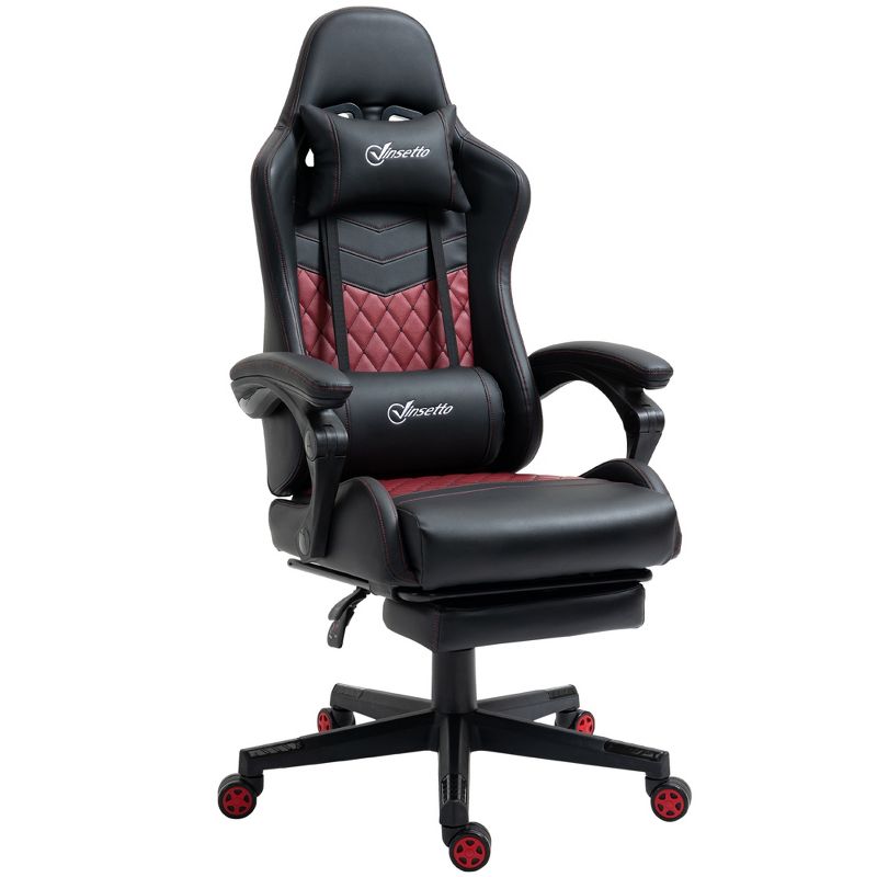 Vinsetto Racing Gaming Chair Diamond PU Leather Office Gamer Chair High Back Swivel Recliner with Footrest, Lumbar Support, Adjustable Height, 1 of 10