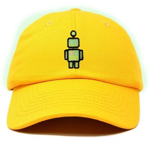 Dalix Robot Embroidered Glow in the Dark Retro Dad Hat Cotton Baseball Cap Adjustable Mens - 1 of 4