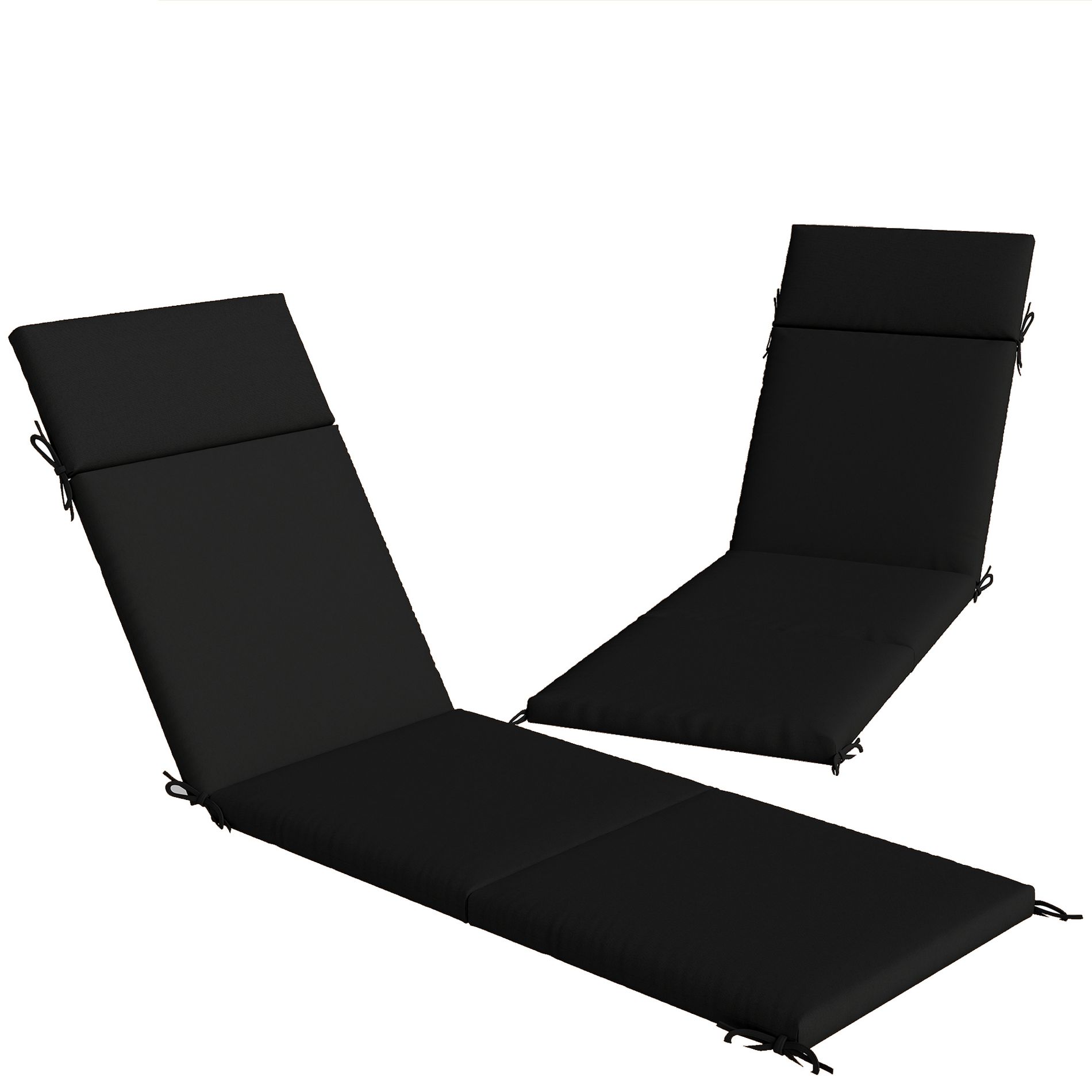 Outsunny Outdoor Chaise Lounge Cushions with 6 Ties, High-Density Foam, for Patio and Poolside