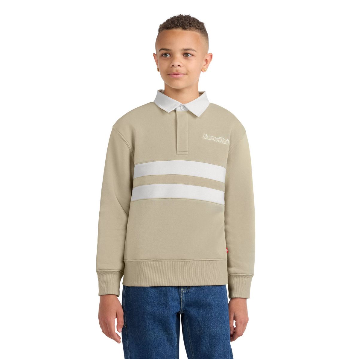 Levi's® Boys' Striped Rugby Sweatshirt - Tan