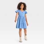 Girls' Short Sleeve Woven Dress - Cat & Jack™ Light Blue