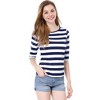 INSPIRE CHIC Women's Elbow Sleeves Boat Slim Fit Casual Stripe Animal Print Multi Floral Pattern T-Shirt - 3 of 4