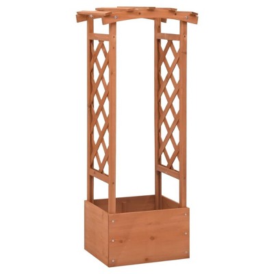 vidaXL Solid Firwood Trellis Planter with Arch Outdoor Garden Lawn Gardening Home Patio Terrace Balcony Wooden Flower Planter Pot Box