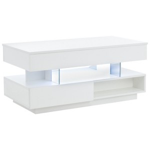 TiramisuBest 39.3" Modern Coffee Table, Lift Top with Hidden Storage, 2 Drawers & LED Lighting,Black - 1 of 4