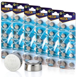 MEDca 1.5V Alkaline Batteries – LR44 AG13 357 303 SR44 Button Coin Cells for Hearing Aids, Toys, Remotes, Calculators, Long-Lasting & Anti-Corrosion - 1 of 4