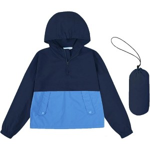 Boys Girls Packable Rain Jacket Lightweight Waterproof Hooded Raincoats Windproof Size 3-12Y - 1 of 4