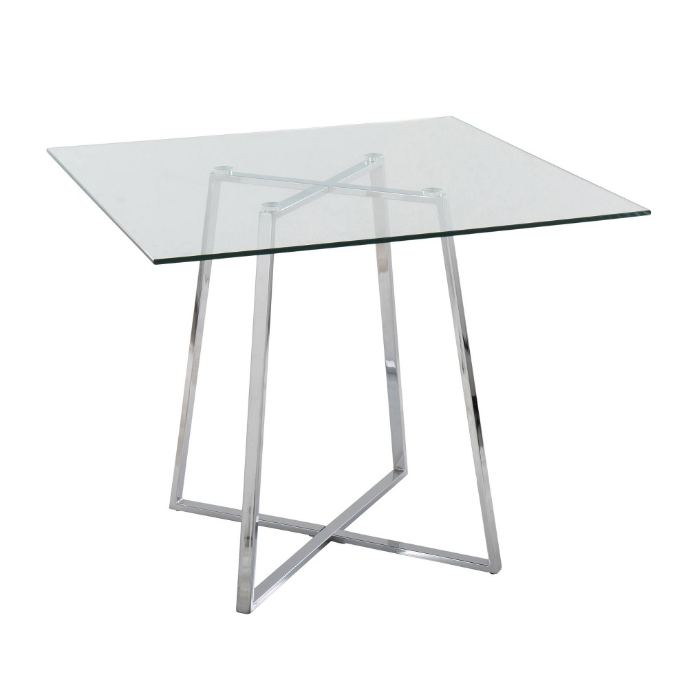 Photos - Dining Table 36" Cosmo Square  Chrome/Clear Glass - LumiSource