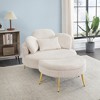 TIRAMISUBEST 43" Round Corduroy Upholstered Sofa with Ottoman Tray Adjustable Headrest Cozy Apartment, Modern Furniture - 4 of 4