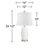 360 Lighting Modern Coastal Table Lamps 24 1/2" High Set of 2 White Ceramic LED White Softback Drum Shade for Bedroom Living Room House Nightstand - 4 of 4