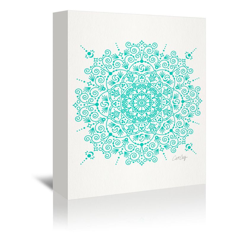 Americanflat Minimalist Moroccan Mandala Turquoise By Cat Coquillette Wrapped Canvas, 1 of 7