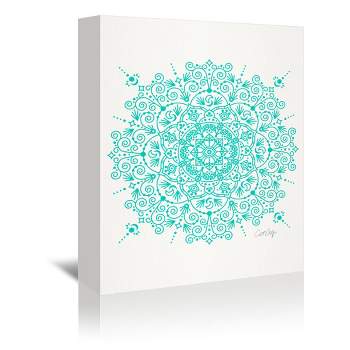 Americanflat Minimalist Moroccan Mandala Turquoise By Cat Coquillette Wrapped Canvas
