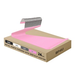 BP4U Open-Ended Metal Pants Hangers, Non-Slip Heavy-Duty Steel Hangers for Jeans, Trousers, Scarves & Bath Towels - 1 of 4