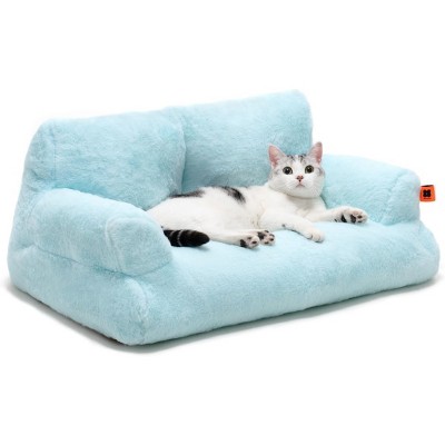 Boersma Plush Cat & Small Dog Bed – Washable Indoor Pet Couch with Non-Slip Bottom for Cats, Kittens & Puppies