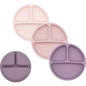 WeeSprout Toddler Plates, Silicone Divided Dishes for Toddlers and Kids, BPA-Free, 3 Pack - 1 of 4